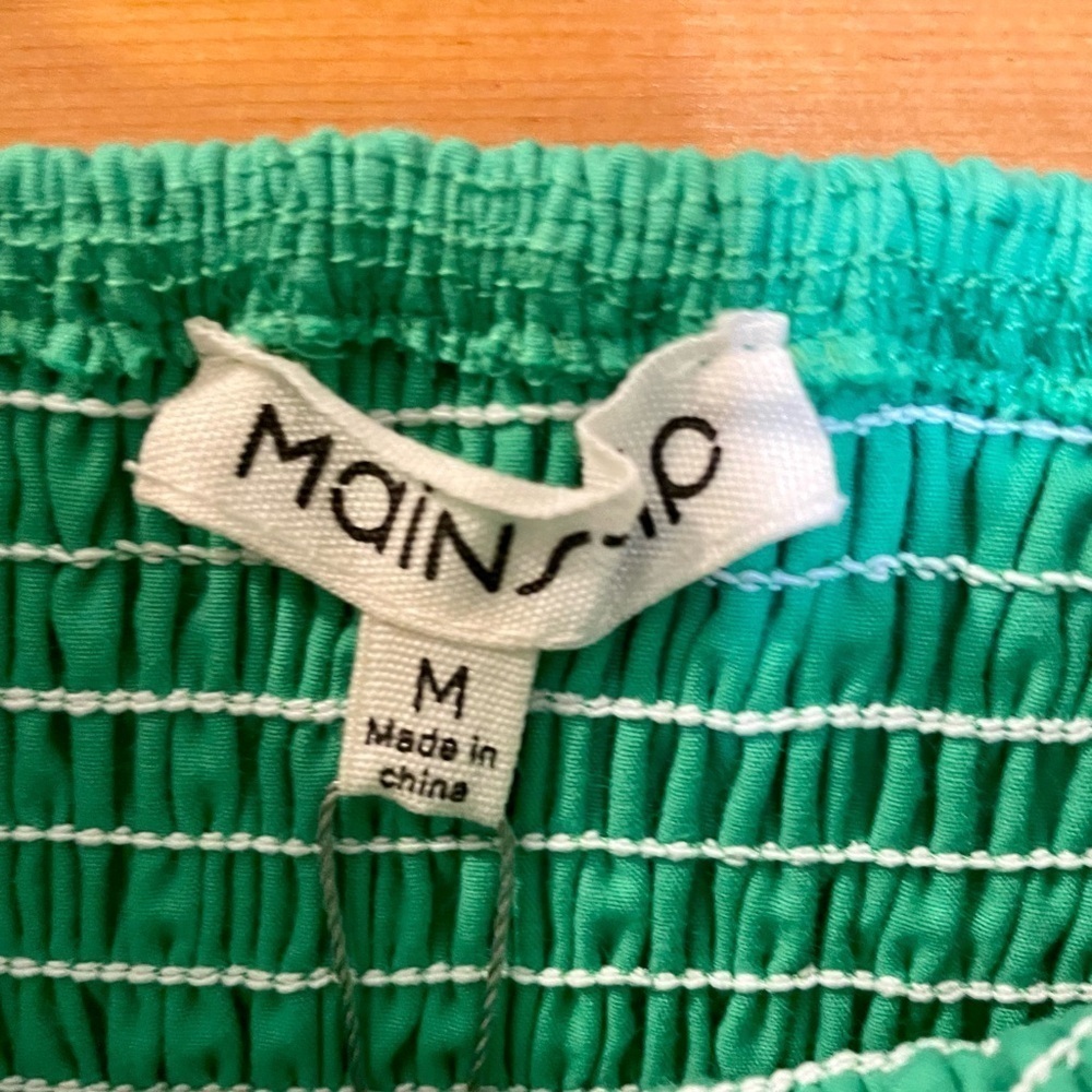 Mainstrip Sequin Smoking Crop Top, Size M, Green, Shirred Top, Long Slee… - Picture 8 of 10